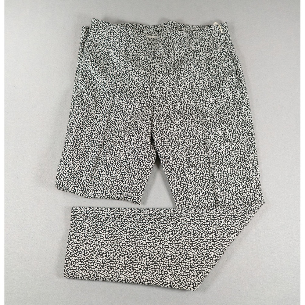 Akris Punto Womens Straight Leg Trousers Leopard Animal Print Black White 10